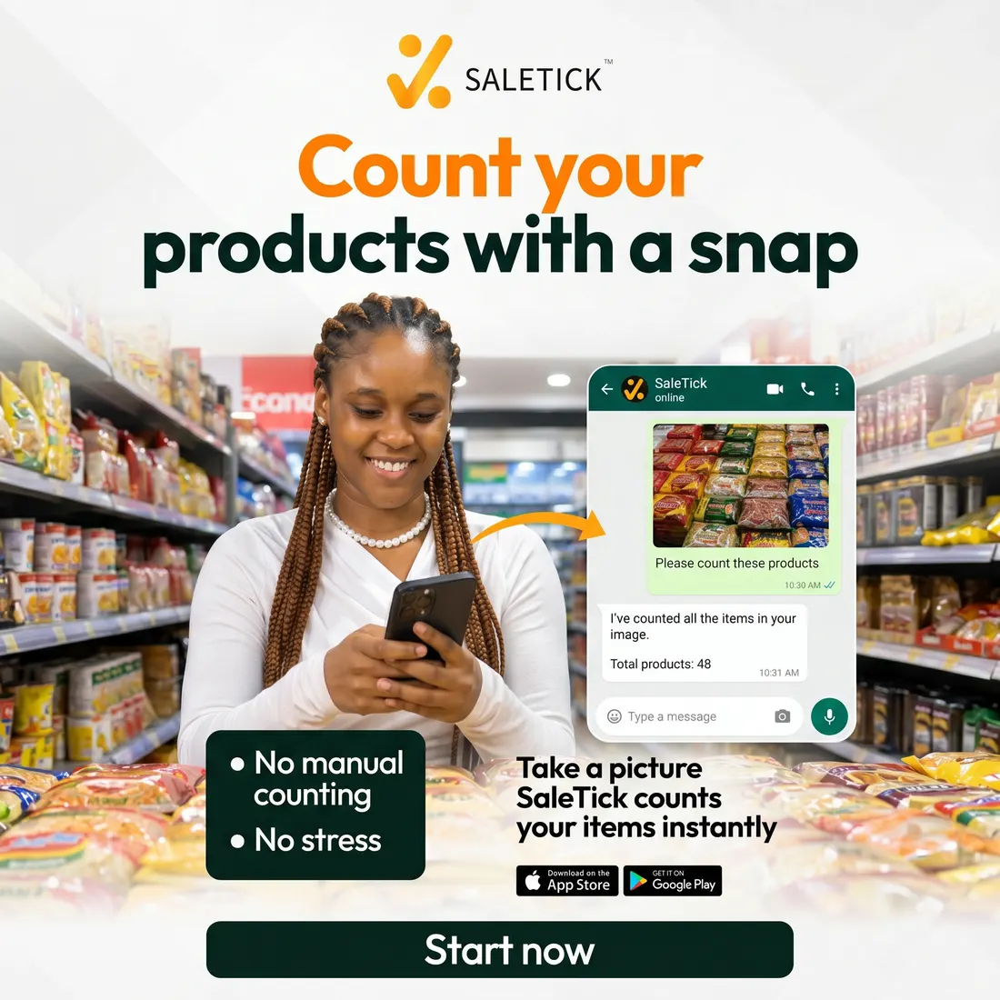 Sending a photo of products on a shelf on WhatsApp and getting the count back